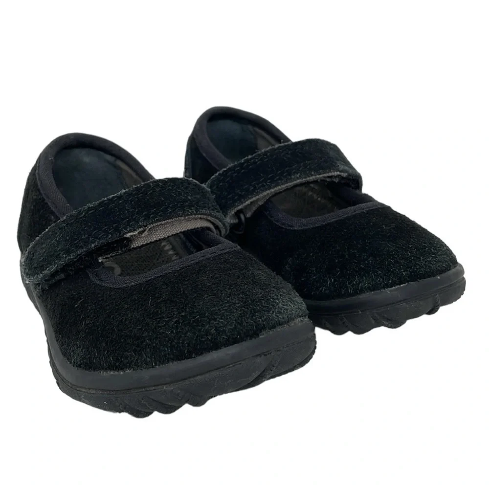 Bogs Shoes Infant 5 Black Leather Suede Wall Ball Hook and Loop Round Toe
